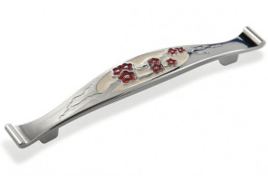 Ручка - скоба FS 122 128 Хром мат./Эмаль фарфор/Рубин (30шт)