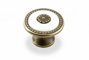 Ручка - грибок FB 027 000 Бронза полированная/белый (ТЗ) (50 шт.)