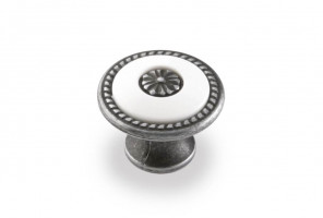 Ручка - грибок FB 027 000 Старое олово/белый (ТЗ) (100 шт.)