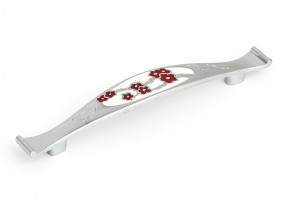 Ручка - скоба FS 122 128 Хром глянец/Эмаль фарфор/Красный (TS) (30шт)