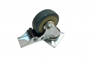 Опора колесная D50мм сер .резина, cо стопором FM 50