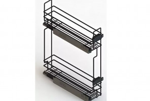 Cargo mini 200мм Квадро 2 + направл. Хеттих, бок.крепл. Левая, с крепл. к фасаду ЧЕРНЫЙ