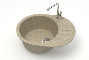 Мойка Модель 10, Овал малый 575х440х215мм, Песочный Q5  Мрамор