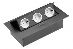 Удлинитель для офиса прямоугольный AE-PB03GS-20 (3 розетки, заземл-усик) ЧЕРНЫЙ