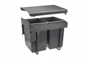 Сегрегатор для модуля 400мм (2х20L) АНТРАЦИТ, с креплением к фасаду, с довод. PB-45-MF002x20-60A