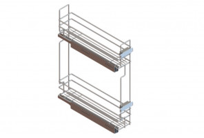 Cargo mini 200мм Квадро 2 + направл. Хеттих PUSH TO OPEN, бок.крепл. Левая, с крепл. к фасаду