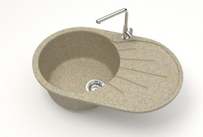 Мойка Модель 110, Овал 730х450х210мм, Песочный Q5  Мрамор