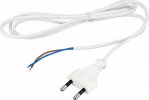 Провод сетевой 220В, 1,8м ШВВП-ВП 2х0,75мм с вилкой белый 15.110.01.011