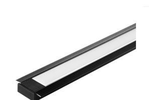 Профиль алюм.для светодиодн.лент 22*6мм, L-2м ЧЕРНЫЙ с матовым экраном, загл. и крепежом LR37-MBL