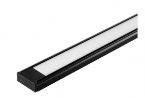 Профиль алюм.для светодиодн.лент 15*6мм, L-2м ЧЕРНЫЙ с матовым экраном, загл. и крепежом LR39-MBL