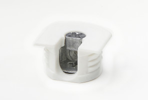 Эксцентриковая стяжка усиленная в пластике, цвет белый