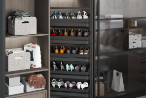 Полка Starax для обуви, поворотная шир. 800 мм  (700х360х1070-1270 мм), антрацит S-6832-A