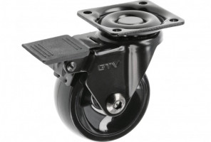 Опора колесная с фланцем, CALIBRO, D50мм с тормозом, черное   KM-CALIBRO-50мм-ZH-20