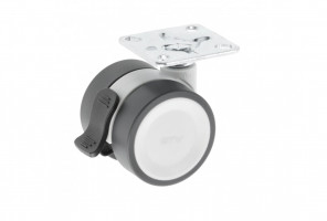 Опора колесная с фланцем, CIRCO, D50мм с тормозом, серое   KM-CIRCO-50мм-ZH-19