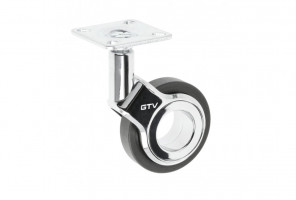 Опора колесная с фланцем, GIRA, D60мм без тормоза, черное/хром   KM-GIRA-60мм-BH-20
