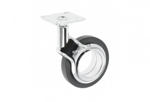 Опора колесная с фланцем, GIRA, D75мм без тормоза, черное/хром   KM-GIRA-75мм-BH-20