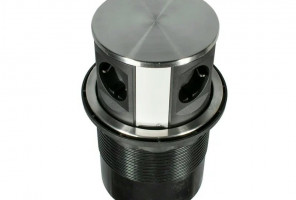 Удлинитель для офиса, черный, 4 розетки, верх нерж.сталь, с проводом   11.800.02.001