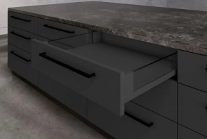 Ящик GTV AXIS PRO L-450, низкий H-86мм, со стеклянными боковинами, Антрацит   PB-AXISPRO-GLASS-KPL450A