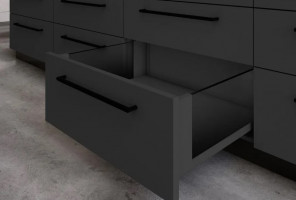 Ящик GTV AXIS PRO L-500, высокий H-168мм, со стеклянными боковинами, Антрацит   PB-AXISPRO-GLASS-KPL500C