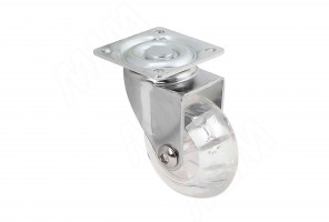 Опора колесная, D50 мм, без стопора, с площадкой, прозрачное колесо CST70