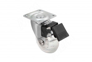 Опора колесная, D50 мм, со стопором, с площадкой, прозрачное колесо CST70 BR