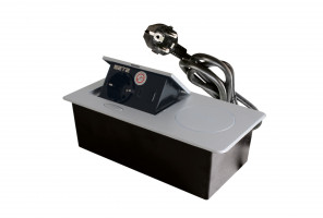 Удлинитель встраиваемый настольный, 1 гнездо, 1*USB, 1 type C, беспроводная зарядка, серый SETE SBT-1UCWT-80