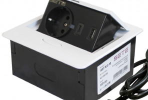 Удлинитель встраиваемый настольный, 1 гнездо, 1*USB, 1 type C, белый SETE SBT-1UCT-10