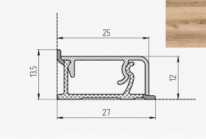 Плинтус КВАДРО Д FS2020/2 W1  Дуб Бильбао светлый  27*13*4200мм