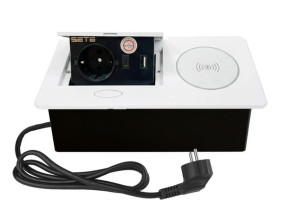 Удлинитель встраиваемый настольный, 1 гнездо, 1*USB, 1 type C, беспроводная зарядка, белый SETE SBT-1UCWT-10