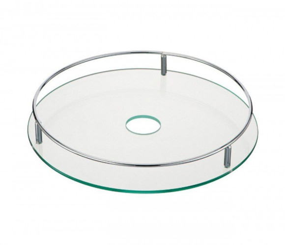 Полка центральная стеклянная D350мм, хром
