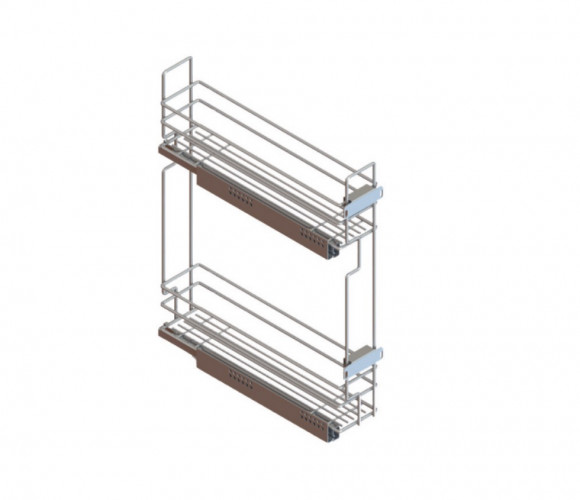 Cargo mini 150мм Квадро 1 + направл. Хеттих, бок.крепл. Левая, с крепл. к фасаду