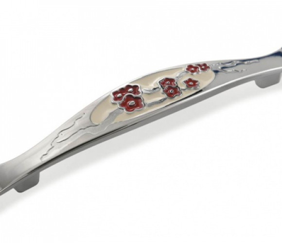 Ручка - скоба FS 122 128 Хром мат./Эмаль фарфор/Рубин (30шт)