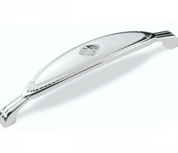 Ручка - скоба FS 138 128 Хром глянцевый/белый (ТЗ) (30шт)