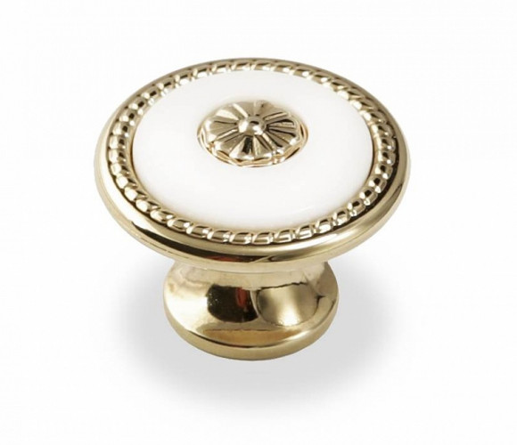 Ручка - грибок FB 027 000 Золото глянец/белый (ТЗ) (50 шт)