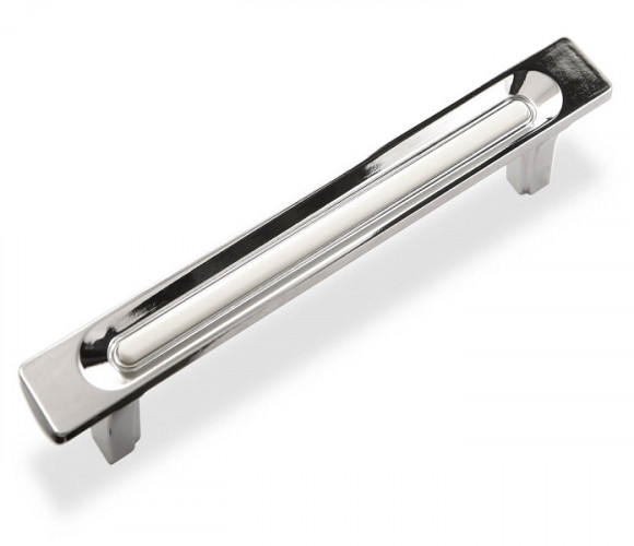 Ручка - скоба FS 158 128 Хром глянец/белый (ТЗ) (30шт)