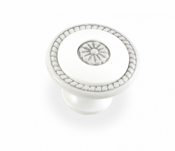 Ручка - грибок FB 027 000 Серебро прованс/белый (ТЗ) (50 шт.)