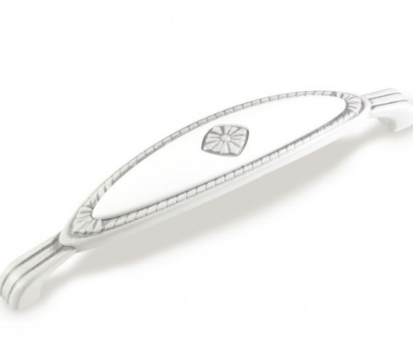 Ручка - скоба FS 138 128 серебро прованс/белый (ТЗ) (30 шт.)