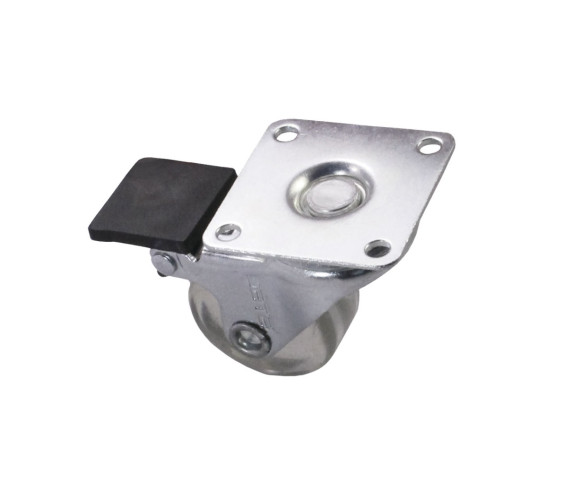 Опора колесная с фланцем, D35мм с тормозом, прозрачное   CS-35-B