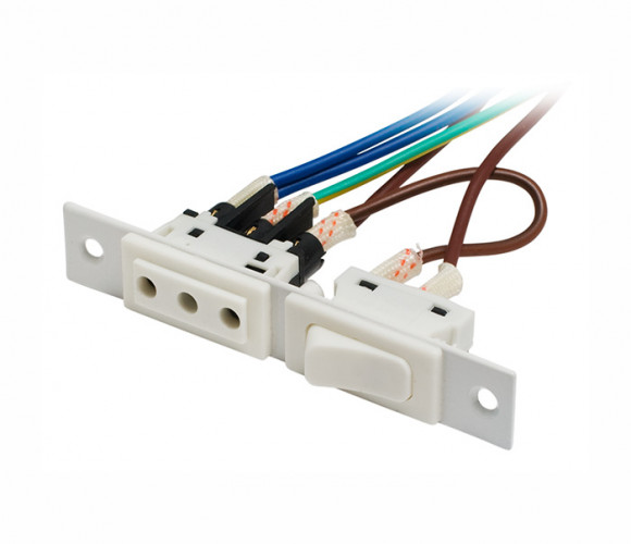 Розетка с выключателем мод. 303 арт.2 (метал. осн.) с проводами