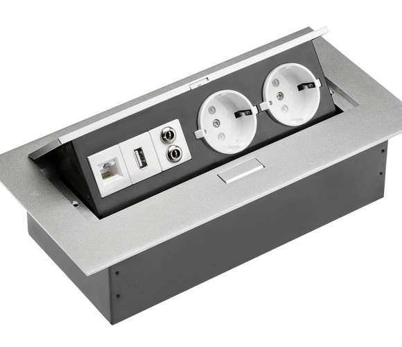 Удлинитель для офиса прямоугольный AE-PB02GS-53 (2 розетки + USB)