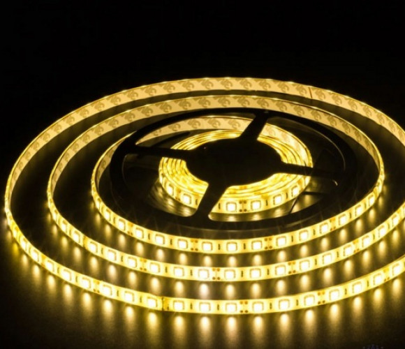 Лента светодиодная 60 диодов/м.п. 5050 теп.белый,12V,14.4W водонепроницаемая IP44 LR4-WW-WP60