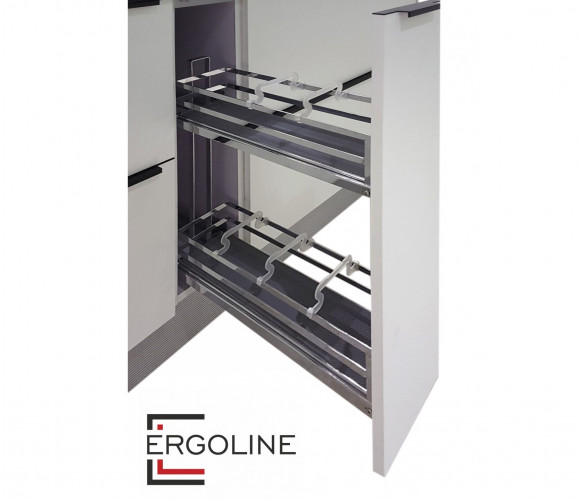 Cargo mini 200мм FLORA KR05/1/3/200/R с доводчиком, боковое крепление ХРОМ БОЯРД