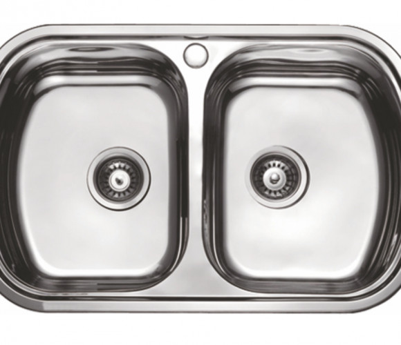 Мойка двухчашевая глянец, 770*490*180/0,8мм   MLN-7749S