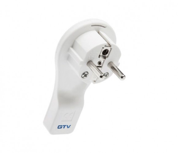 Вилка электрическая, 16А, 250V, без провода, угловая, плоская, белая   AE-VA1UNI-00