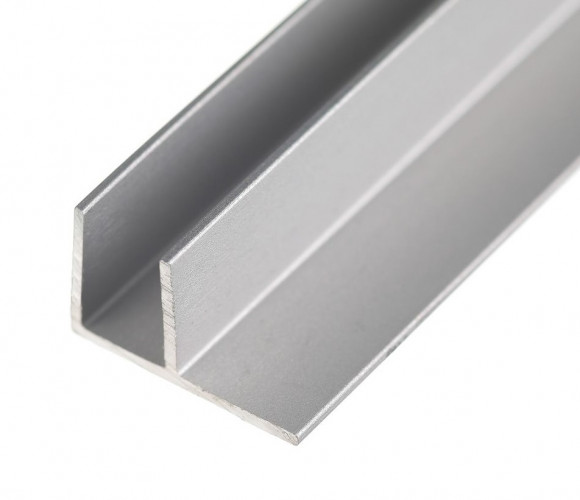 Планка угловая F-образная 6 мм, L=0,6м (Для мебельного щита) Серебро Крокос