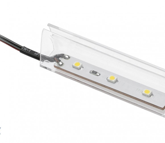 Клипса пласт. для стекл. полки 10мм, 3 диода 0,25W, 12V, 2м провод, Теплый   LD-KLPCB-00