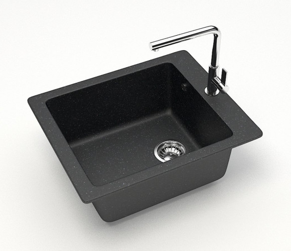 Мойка Модель 8, Квадратная 425х500х195мм, Черный Q4  Мрамор