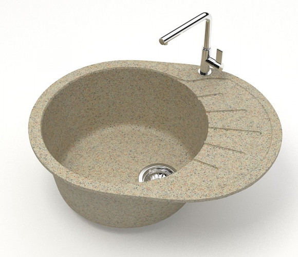 Мойка Модель 10, Овал малый 575х440х215мм, Песочный Q5  Мрамор
