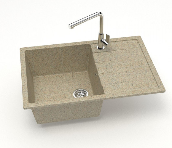 Мойка Модель 161, Прямоугольная 750х505х218мм, Песочный Q5  Мрамор