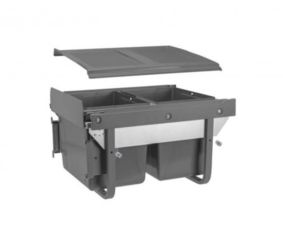 Сегрегатор для модуля 450мм (2х15L) АНТРАЦИТ, с креплением к фасаду, с довод. PB-45-MF2X15-60A